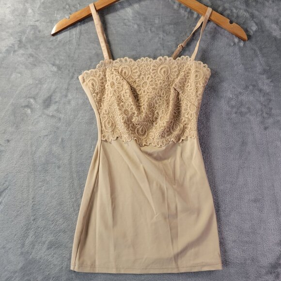 Vanity Fair Dresses & Skirts - Vanity Fair Women’s Lace Camisole Shapewear Top S Beige Nude Stretch Lingerie